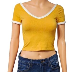 Forever 21 Yellow V-Neck Crop Top